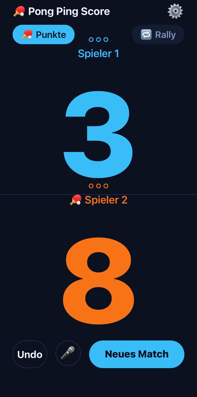 Pong Ping Score: Punktestand 3 zu 8, Modus Punkte